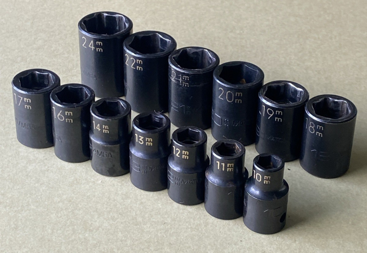 Matco Tools 13-Piece CP Series 1/2″ Drive Metric 6-Point Impact Socket Set USA