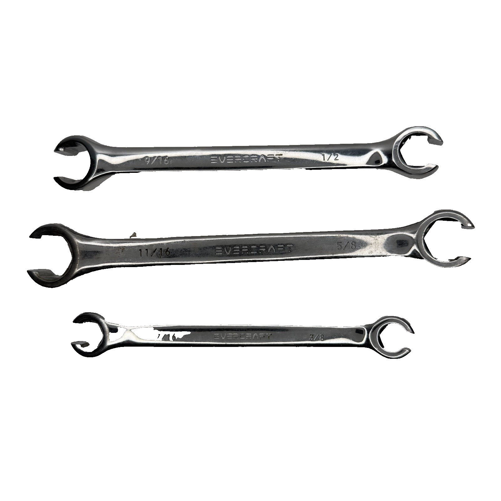 Evercraft Flare Nut Wrench 11/16X5/8″, 9/16X1/2″, 7/16X3/8″ Set of 3