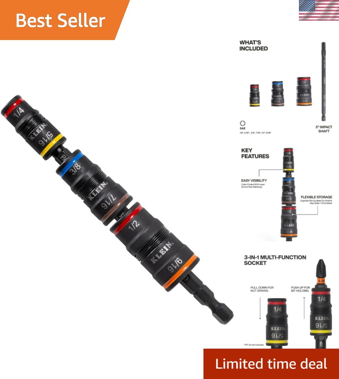 Multi-Size 7-in-1 Impact Socket Set with 3 Flip Sockets – Unmatched Versatility