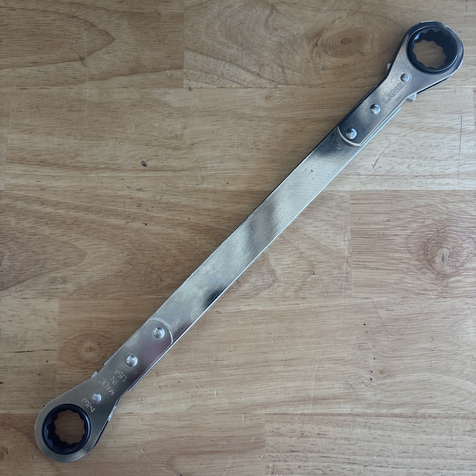 Lang 3/4″ x 7/8″ Long Ratcheting Box End Wrench 12pt Reversible 9660 USA NEW