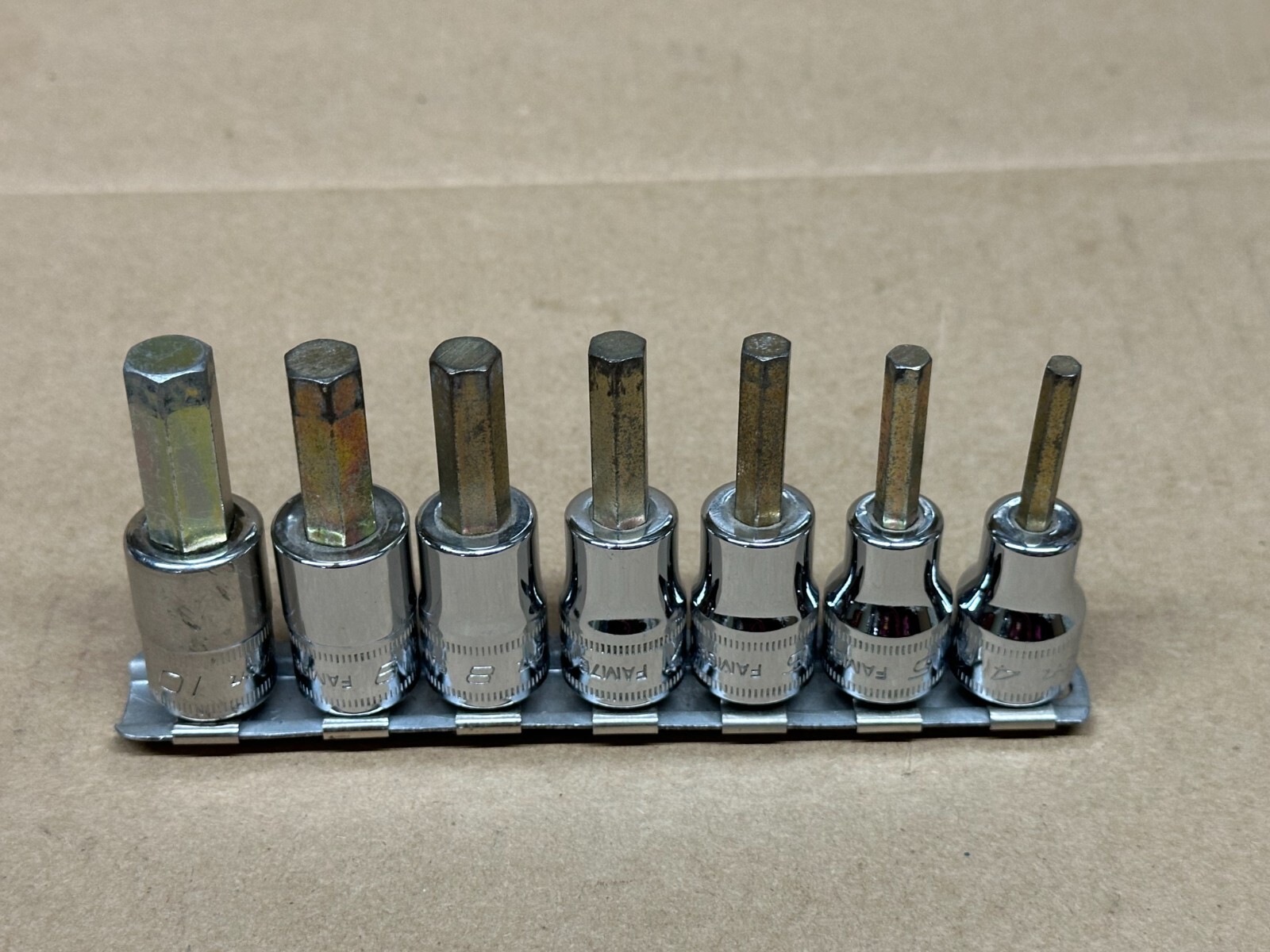 Snap-On 7pc Metric Hex Allen Bit Socket Set – 3/8″ Drive – 207EFAMY – Good Used