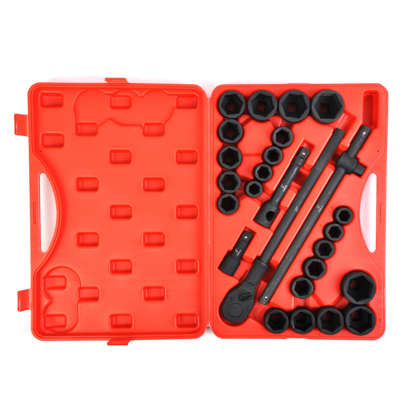 27pc Impact Socket Set 3/4″ SAE 7/8 to 2 Inches and Metric 22 to 50 mm