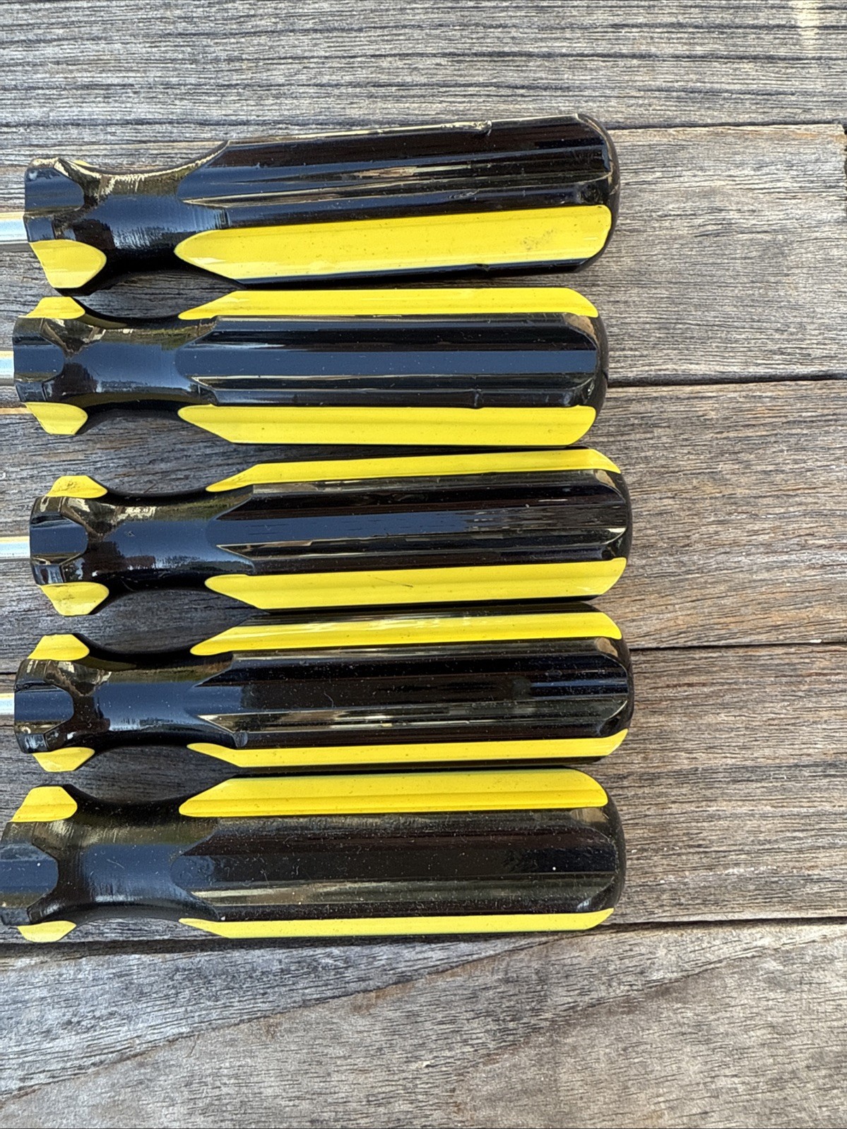 VTG Stanley 5pc Flathead Slotted Phillips Screwdrivers Made in USA Black Yellow