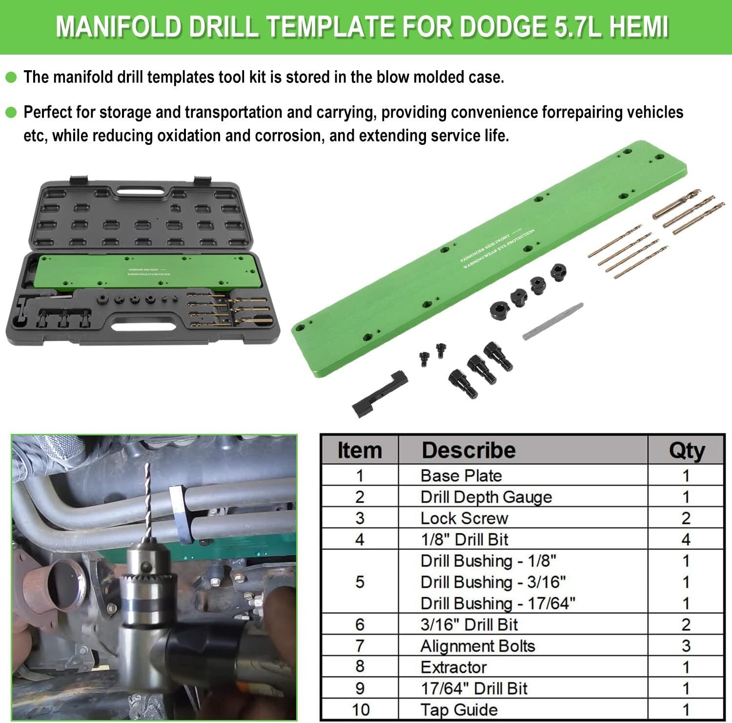 for Dodge 5.7L Hemi Motor Broken Exhaust Manifold Bolt Stud Drill Template 71500