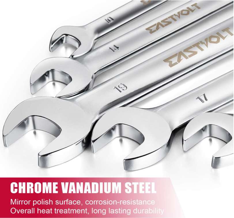 Metric Ratchet Wrench Set, 12PCS, 8-19mm, Combination Ended Spanner with Toolbox