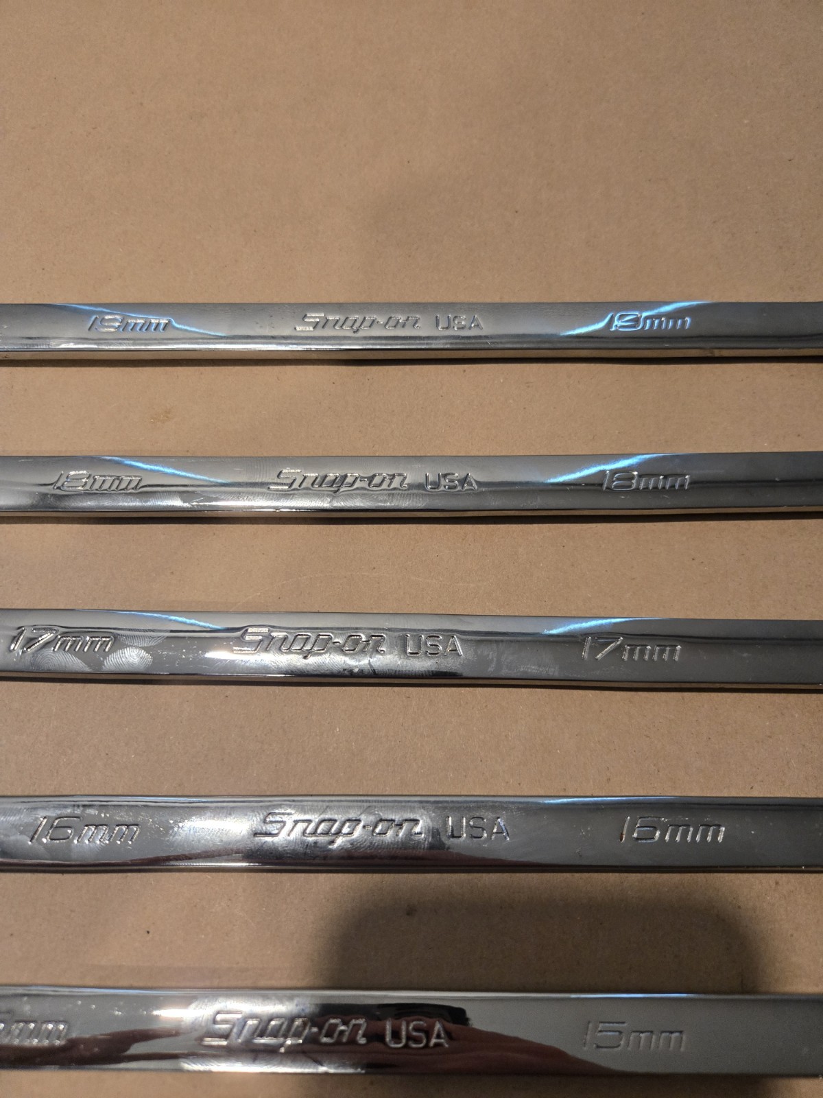 Snap On USA 10MM-19MM 12PT Metric Long Flank Drive + Combination Wrenchs READ AD