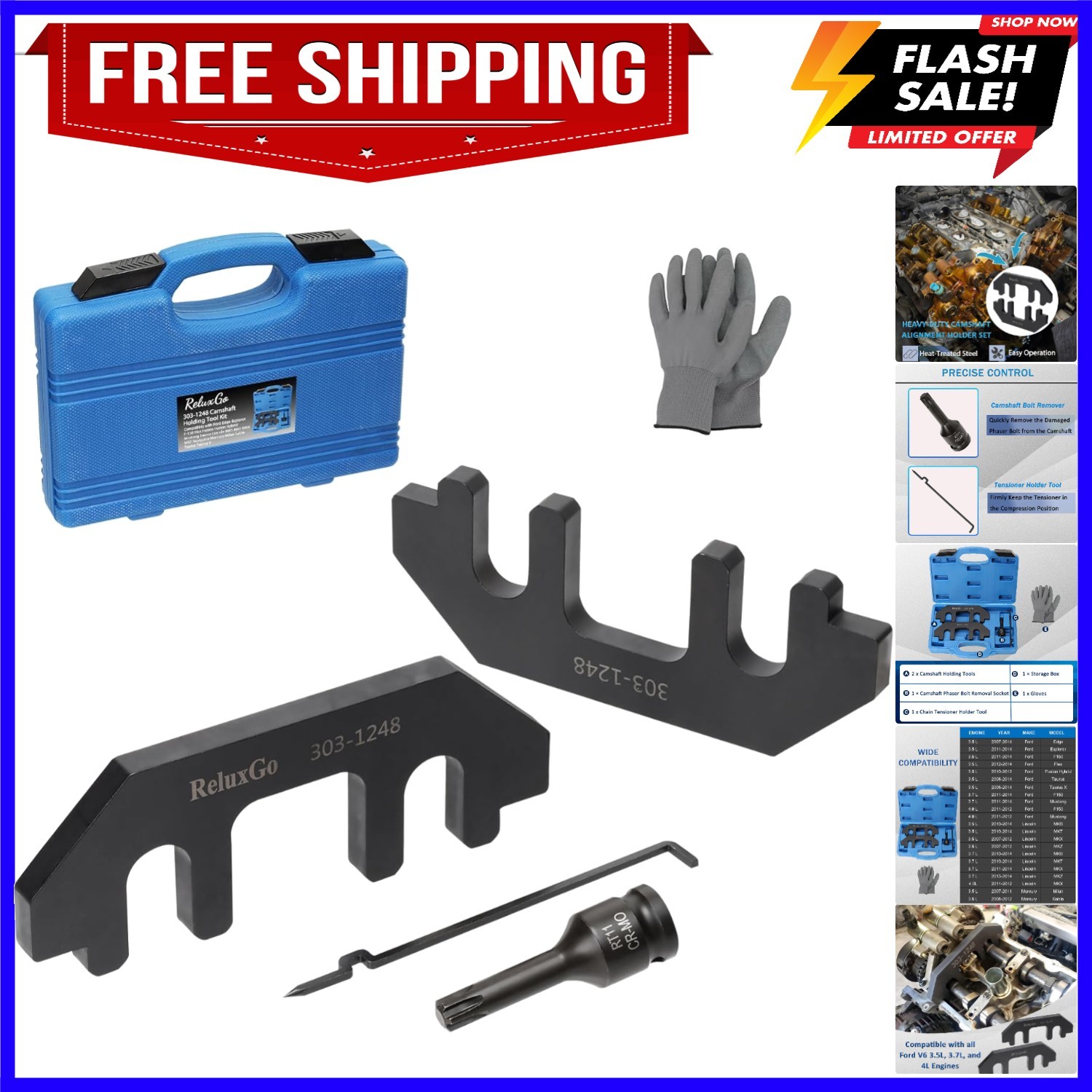 303-1248 Camshaft Holding Tool Kit with Tension Tool, Engine Timing Alignment…