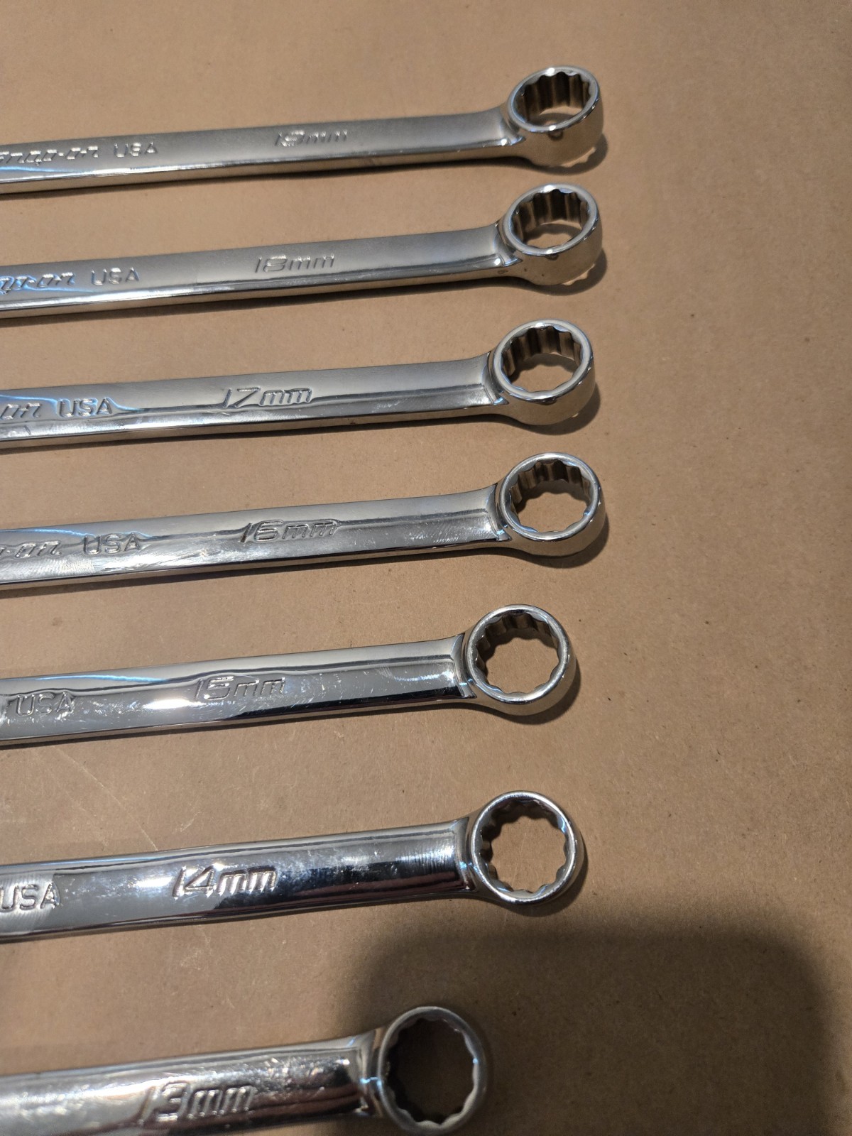 Snap On USA 10MM-19MM 12PT Metric Long Flank Drive + Combination Wrenchs READ AD