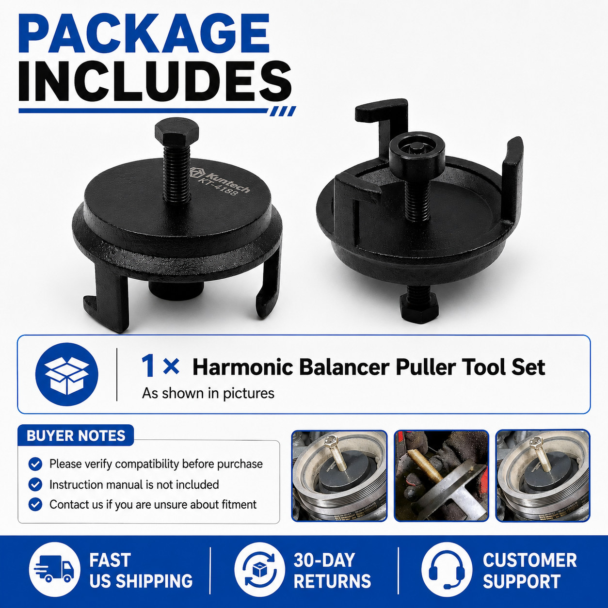 Harmonic Balancer Puller Tool for GM Chrysler Dodge Jeep LS Crank Pulley 25264