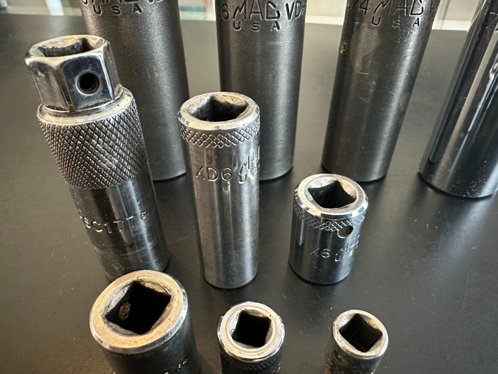 MAC Tools 3x 1/2″ Deep Impact Sockets 6 Point & 3/8″ & 1/4″ Drives LOT of 10