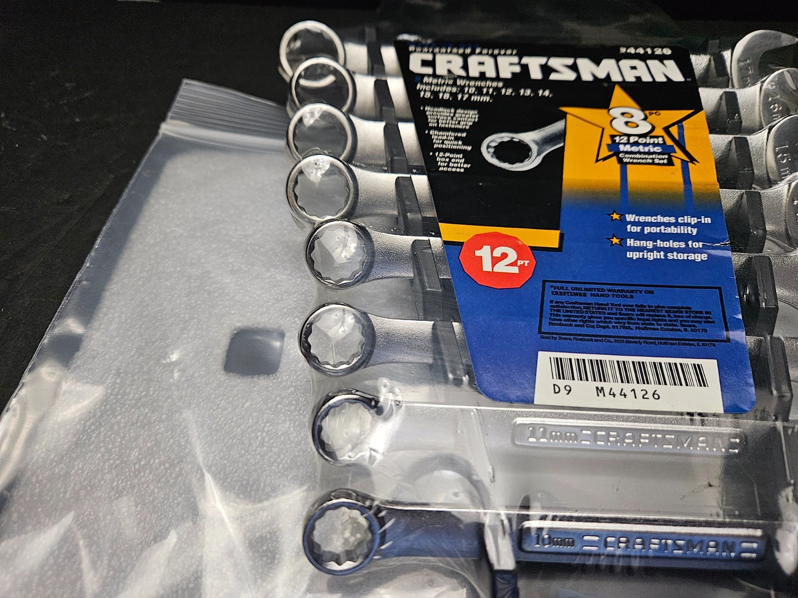 CRAFTSMAN #944126 8 PC 12 PT METRIC 10MM-17MM COMBO WRENCH SET USA (TL2448)