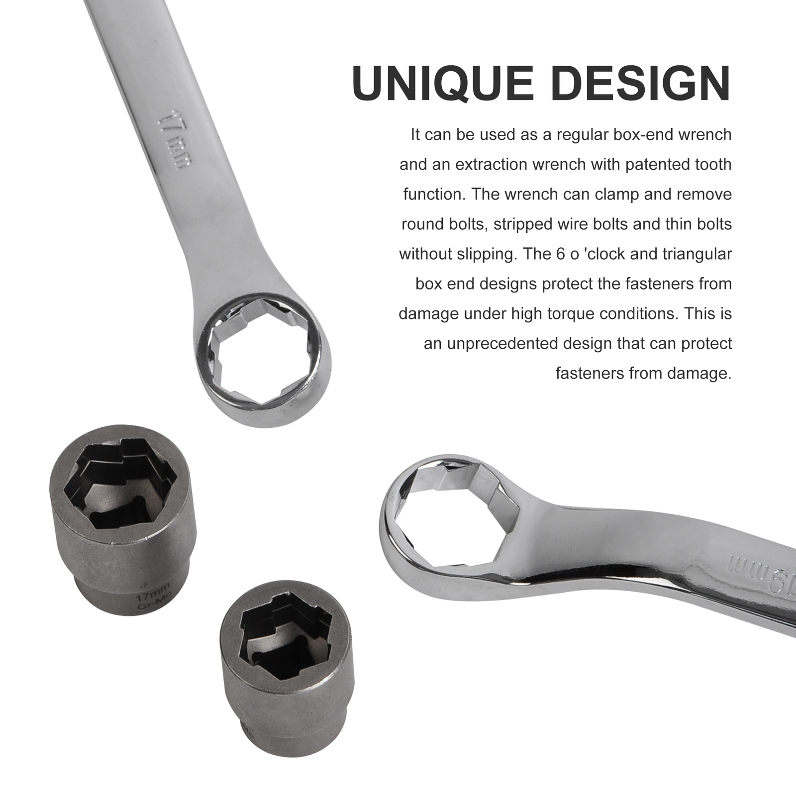 Bolt Extractor Offset Wrench & Socket Set, 19pcs Box End Nut & Bolt Remover Kit