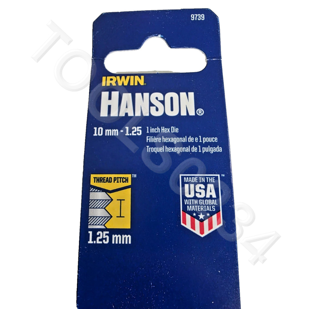 M10 X 1.25 Metric 1″ Hex Die Irwin Hanson 6639 / 9739 10MM Carbon Steel USA RH