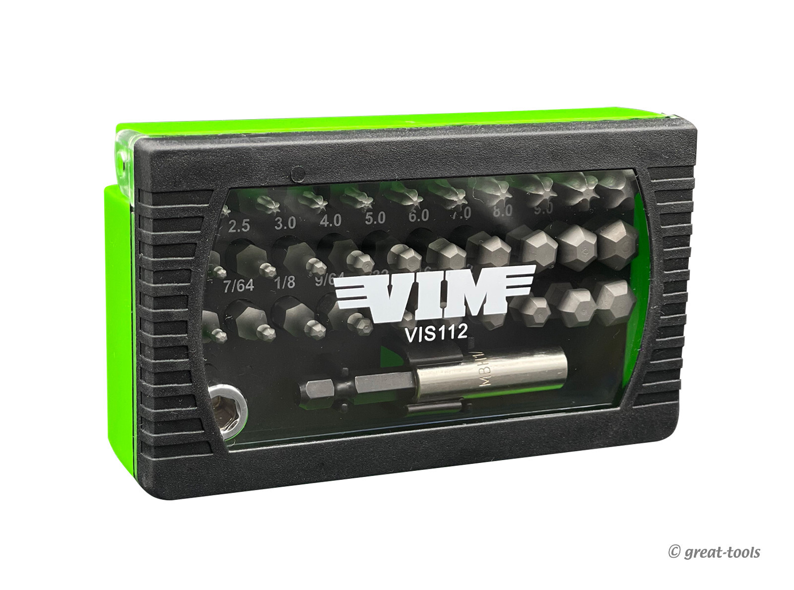 VIM TOOLS: 32-PC Ball Torx, SAE Ball Hex, and Metric Ball Hex bit set – VIS112