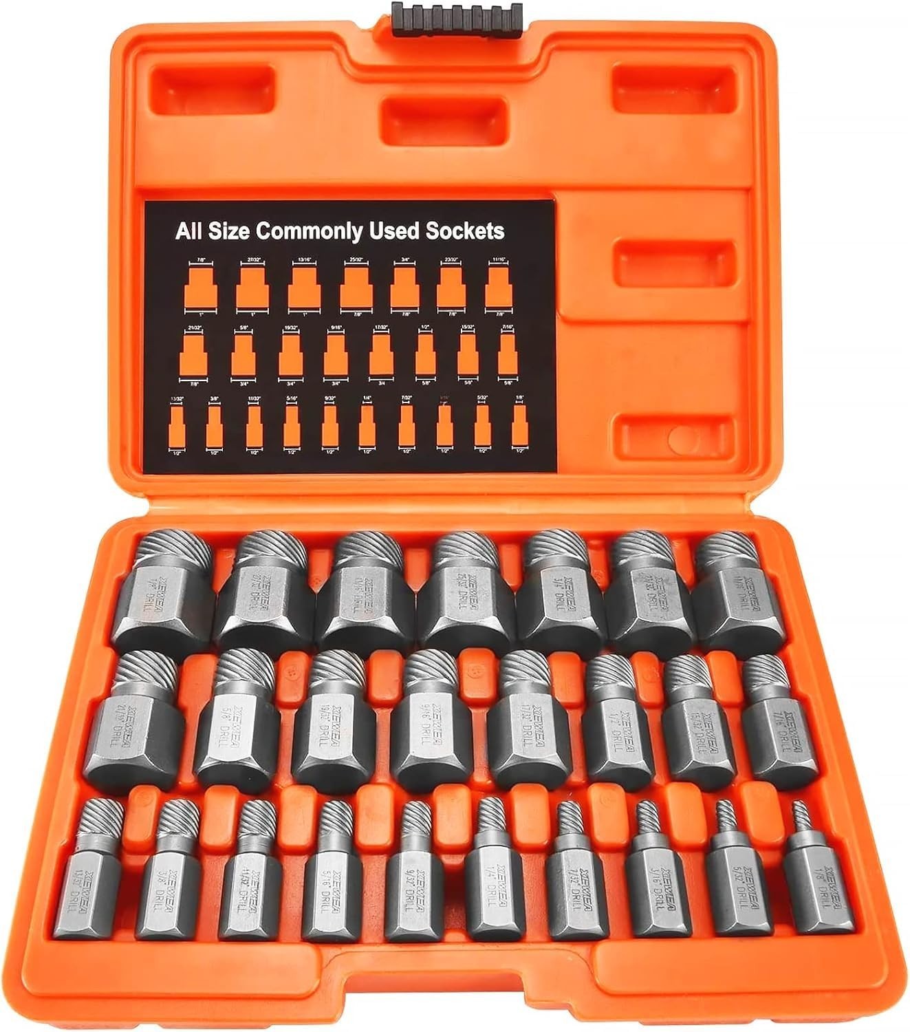 25Pcs Screw Extractor Set – Hex Head Bolt Remover Tool, High-Hardness Cr-Mo Stee