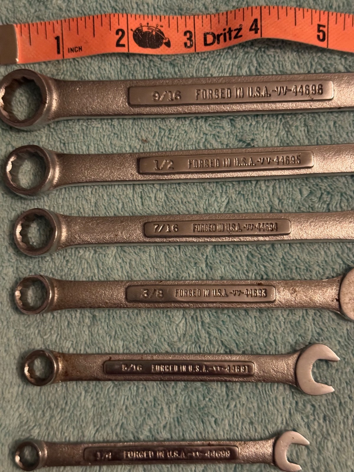 Vintage Craftsman VV Series 6pc SAE Combination Wrench Set 1/4-9/16 12pt USA