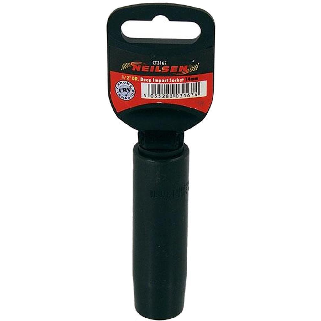 Neilsen 1/2″ Drive Standard Deep Square Metric Single Impact Socket 14mm