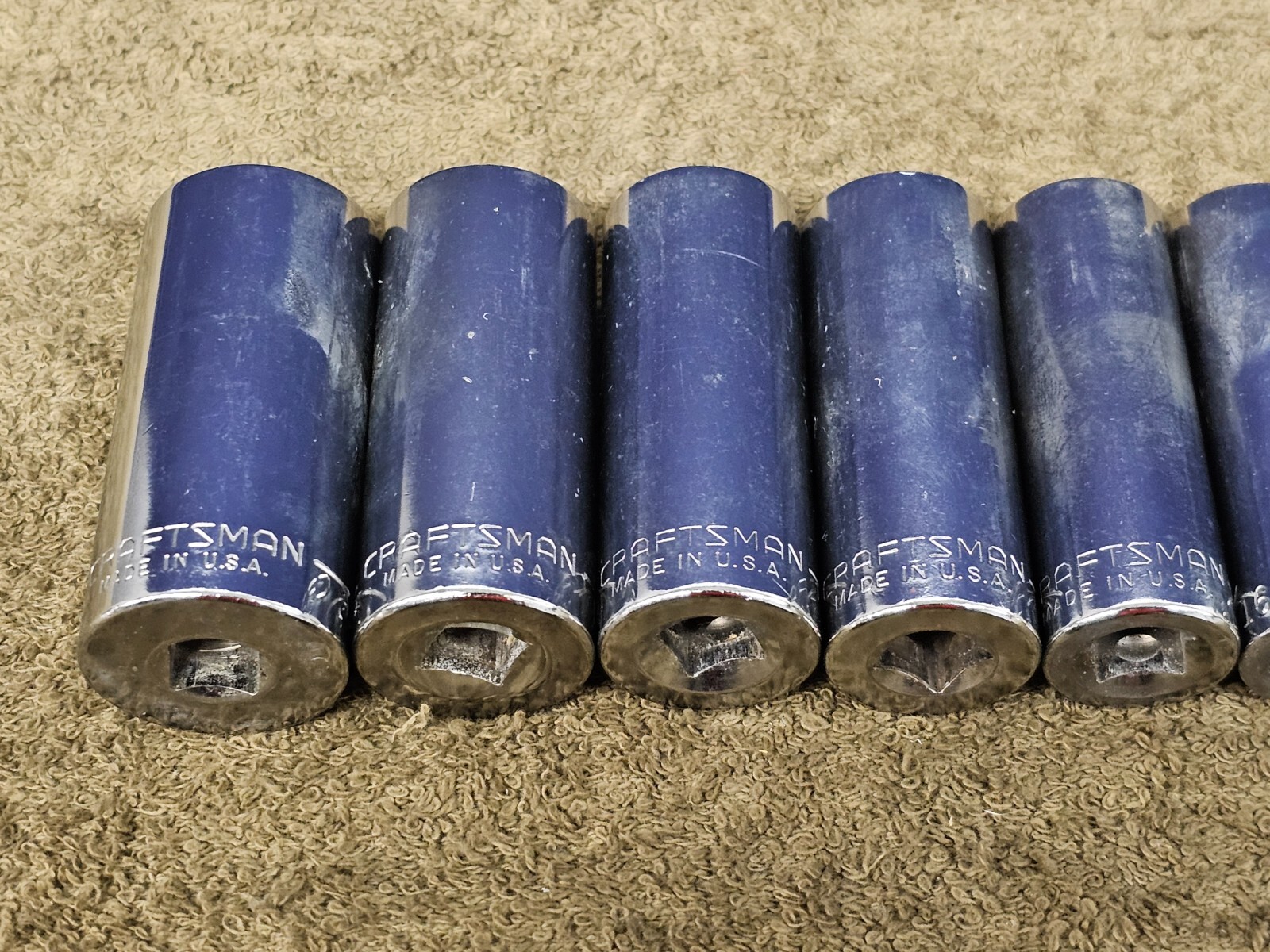 18 Craftsman G Deep Well Shallow Socket Set 7/8 3/4 5/8 1/2 Sae 3/8″ Drive USA