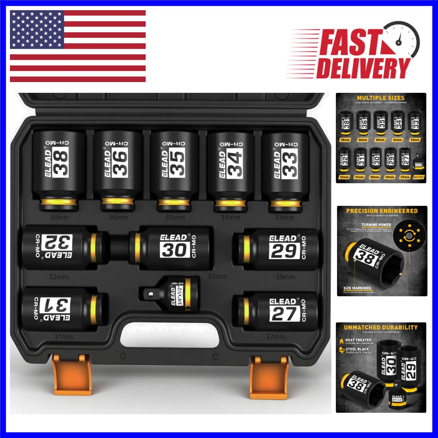 11-Piece Metric Deep Impact Socket Set – Perfect for Axle and Bearing Repairs