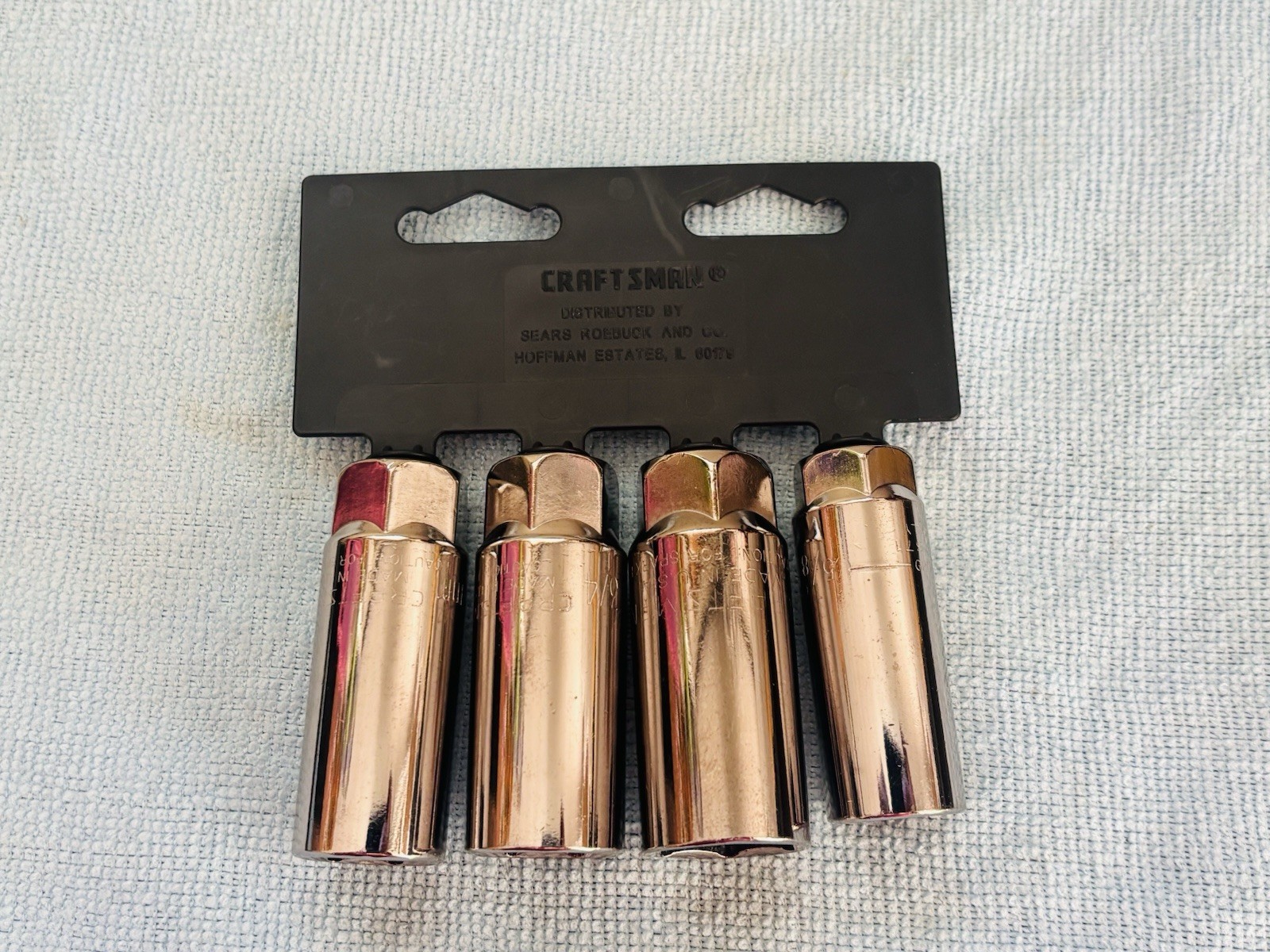 NOS Sears Craftsman Easy Read 4pc Spark Plug Socket Set 34504 USA SAE MM