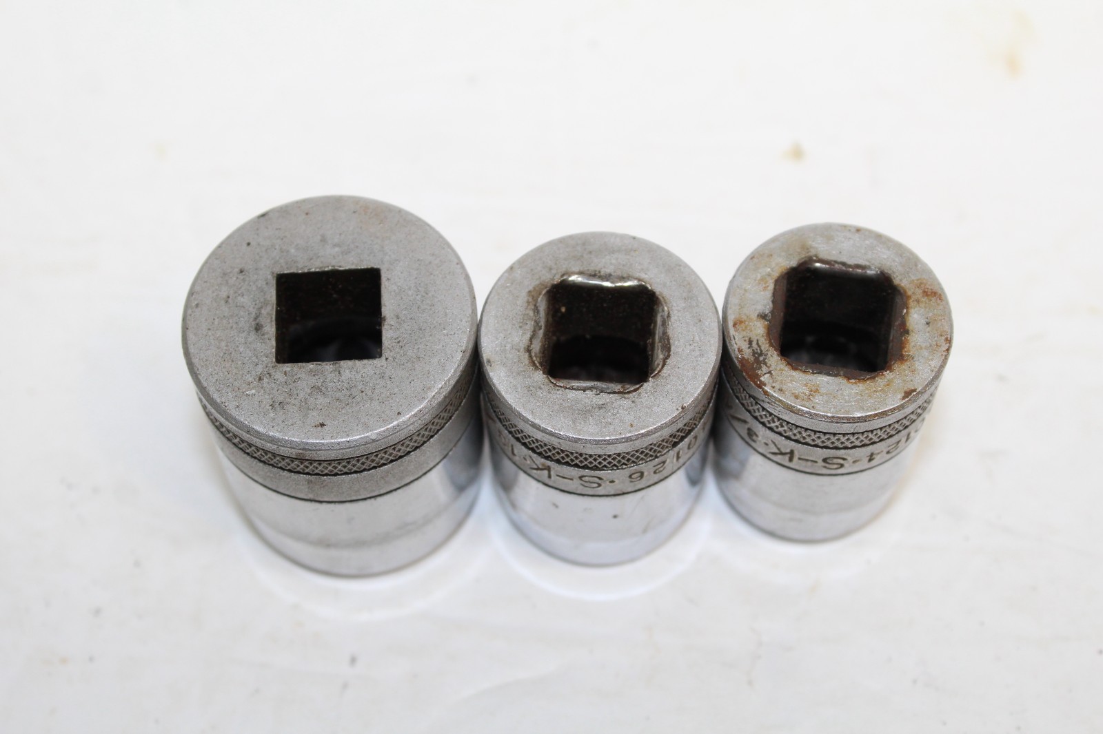 3 pc Lot S-K 1/2 Drive Sockets 13/16″, 3/4″, 1″ USA