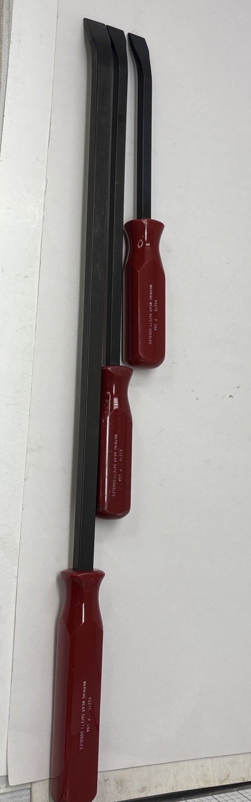Craftsman 3 Piece Pry Bar Set #43275 12”, #43276 17”, & #43277 25” w/Red Handles