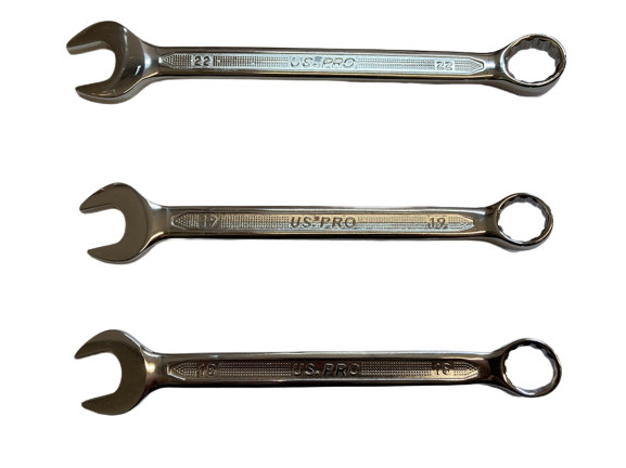US PRO 15PC Metric Combination Spanner Set 6-22MM Chrome Polished Ring Wrench