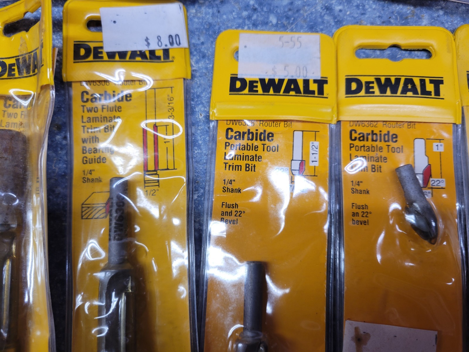 Dewalt NOS 21-Piece High Quality Carbide Laminate and Solid Surface Router Bits
