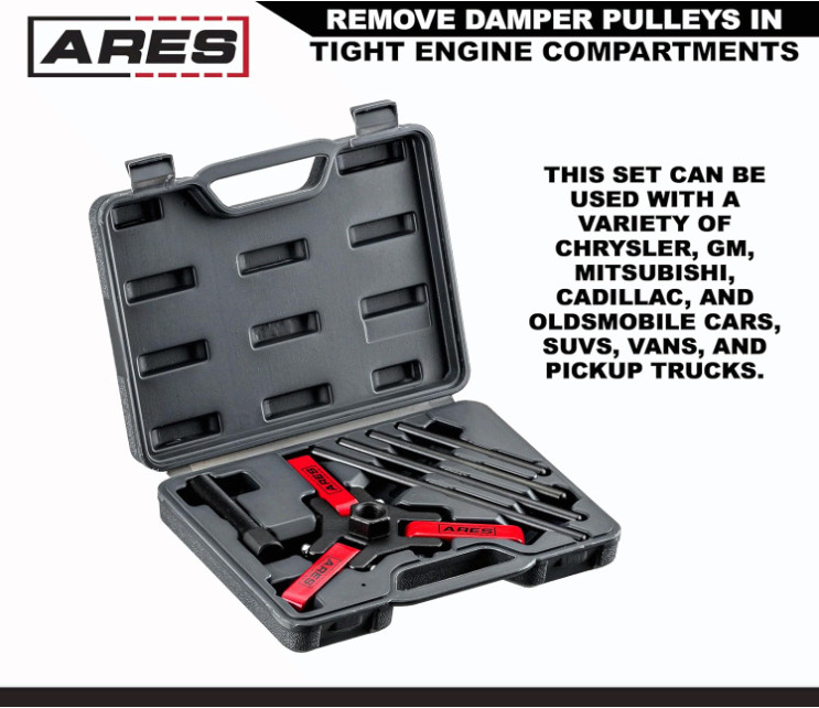 ARES 71002 Harmonic Balancer Puller Kit Adjustable 3 Jaw Puller