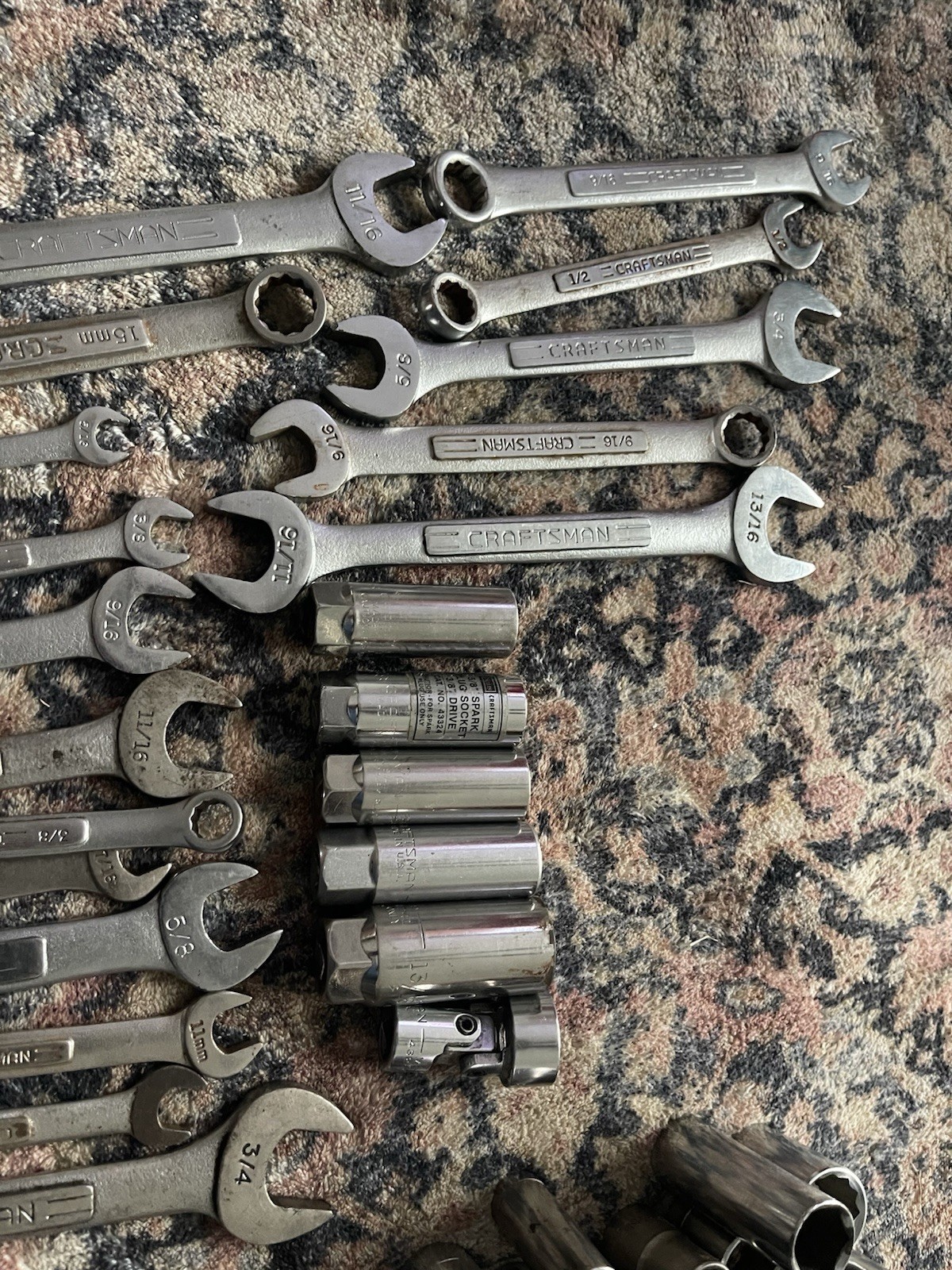 Lot Of 75 + Ventage Craftsman Sockets, sae& Metric & 25 Wrenches