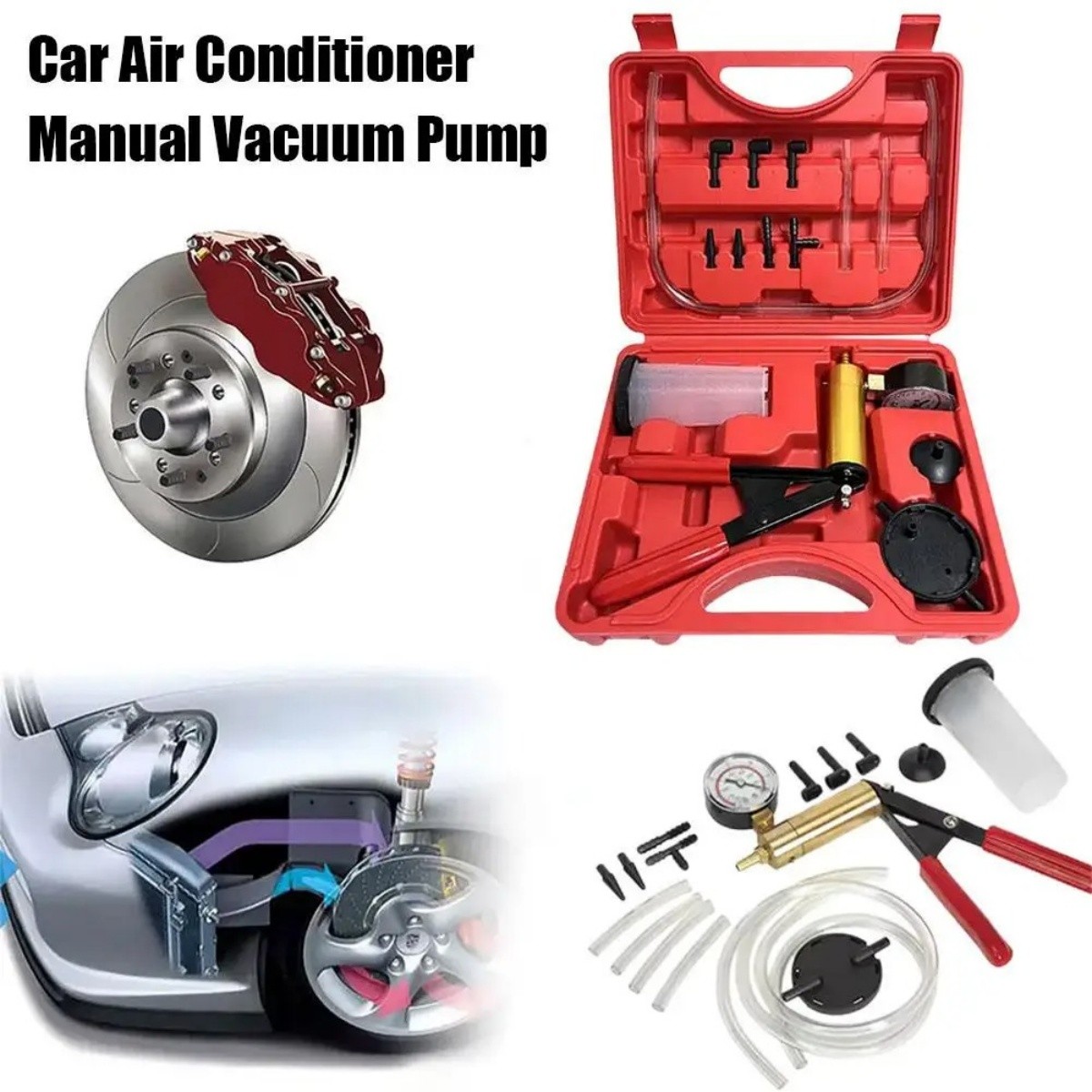 Hand Held Vacuum Pressure Pump Tester Set Brake Fluid Bleeder Bleeding Kit & Box