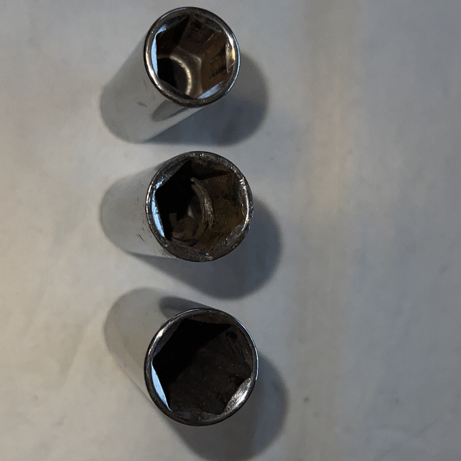 Lot of 3 Vintage Craftsman 3/8″ Drive 6pt Metric 3pc Deep Socket Set –G- USA