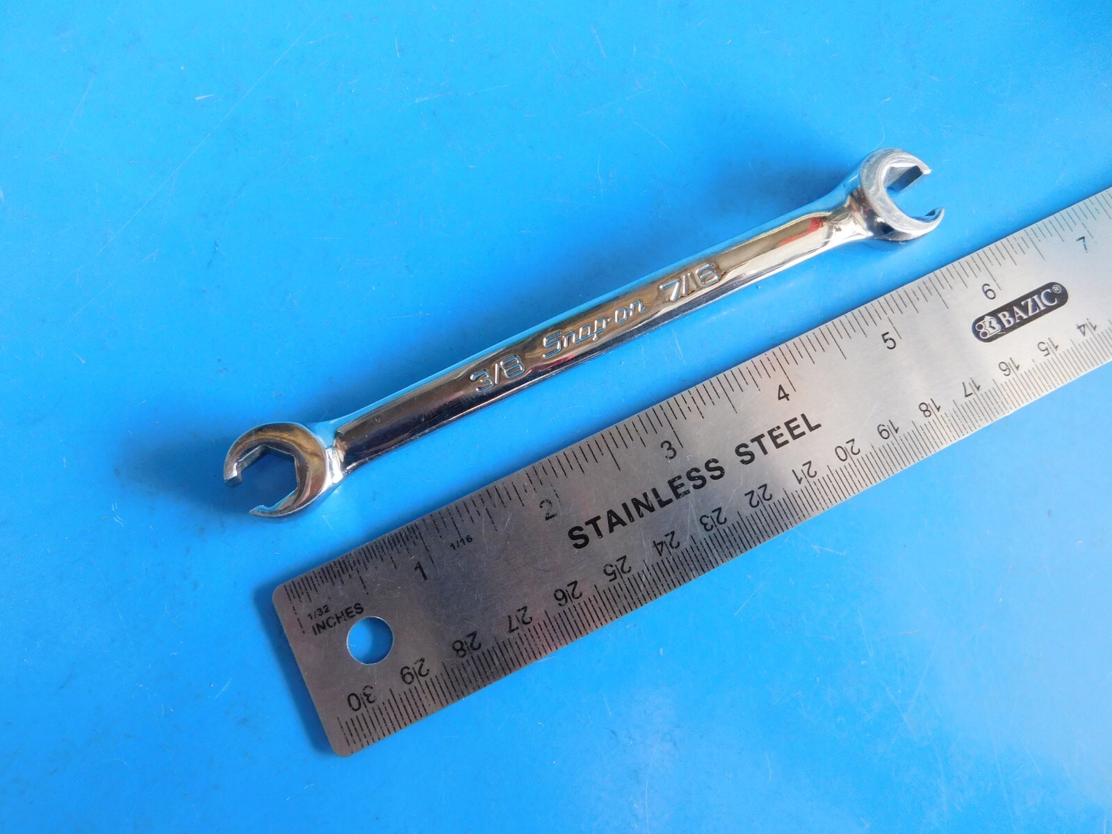 USED, SNAP ON TOOLS «3/8X7/16 IN.» FLARE NUT LINE WRENCH , PART #RXFS1214B