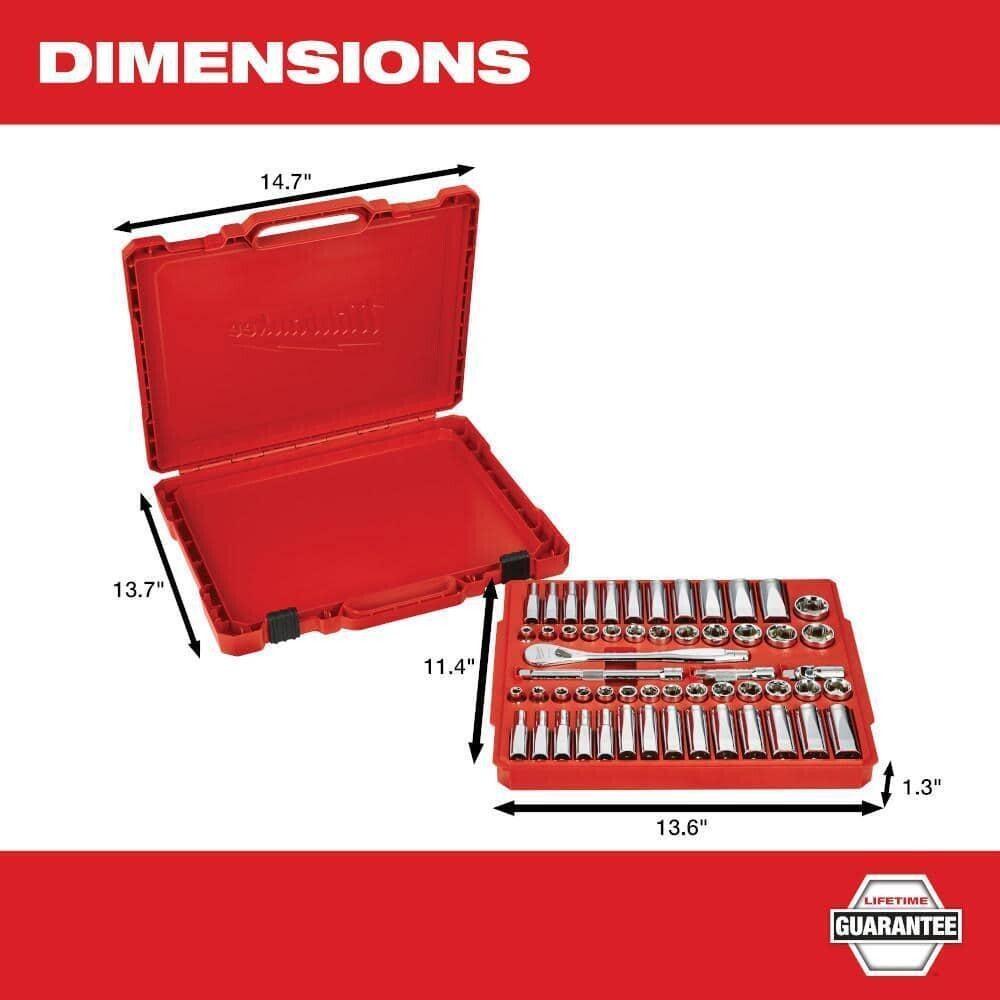 Milwaukee 3/8 in. SAE/Metric Ratchet & Socket Mechanics 56 pc & Screwdriver Set