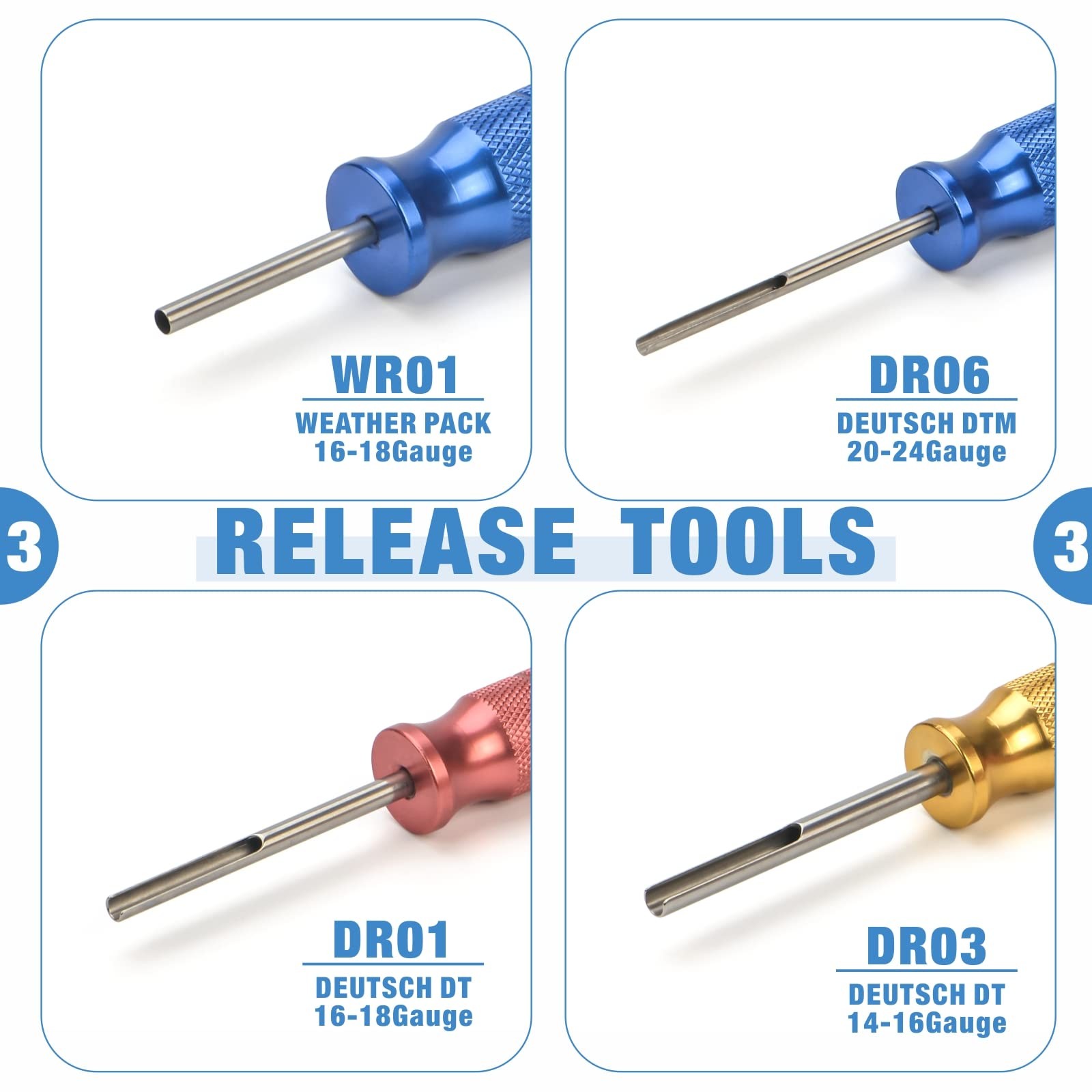 8PCS Deutsch Connector Crimping Tool Weather Removal DT & DTM connectors Chrome