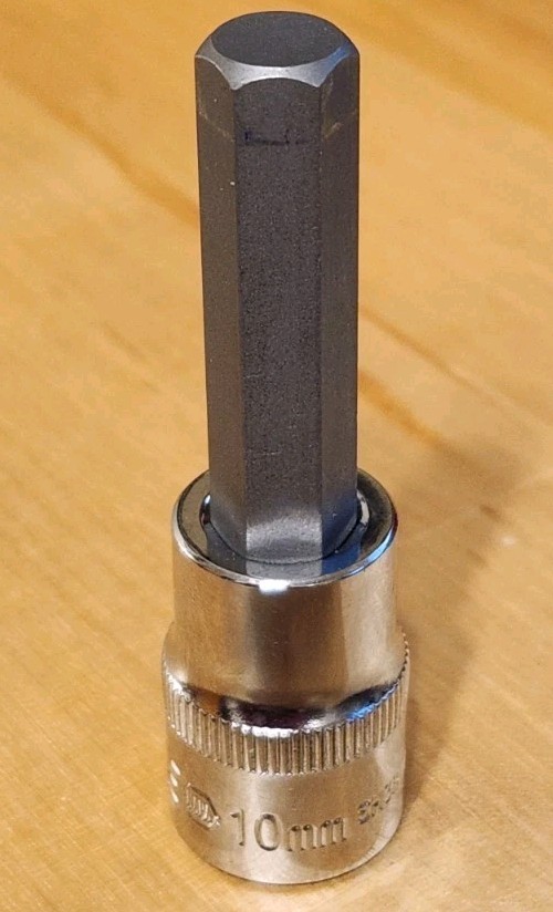 NAPA CARLYLE SH3810M 10MM HEX BIT/ALLEN CHROME S2 BIT SOCKET 3/8″ DRIVE TAIWAN