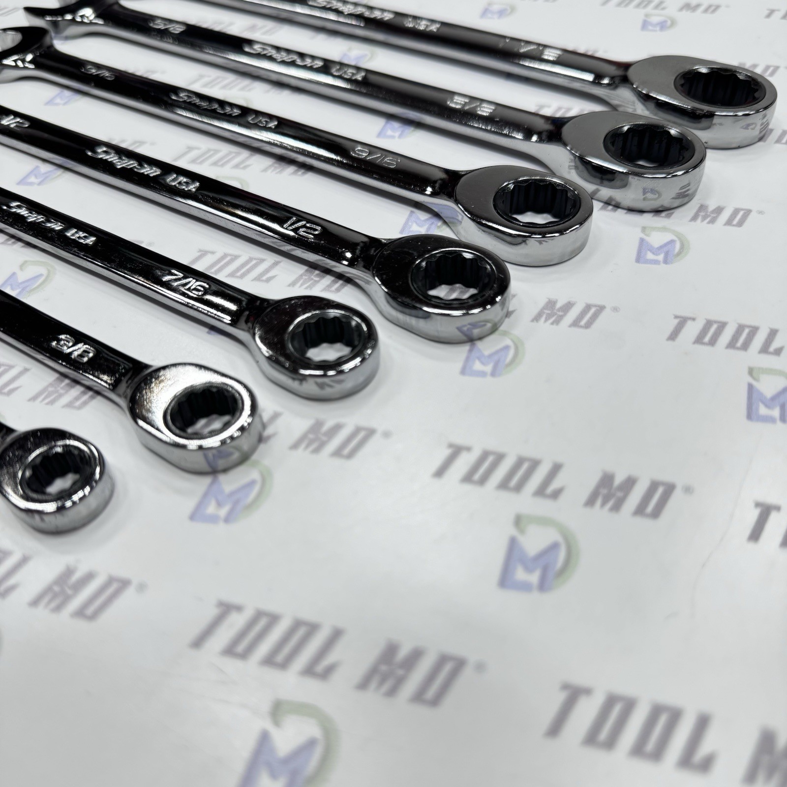 Snap-on Tools USA NEW 8pc SAE 0° Non-Reversing Ratcheting Wrench Set SOXR01FBRA