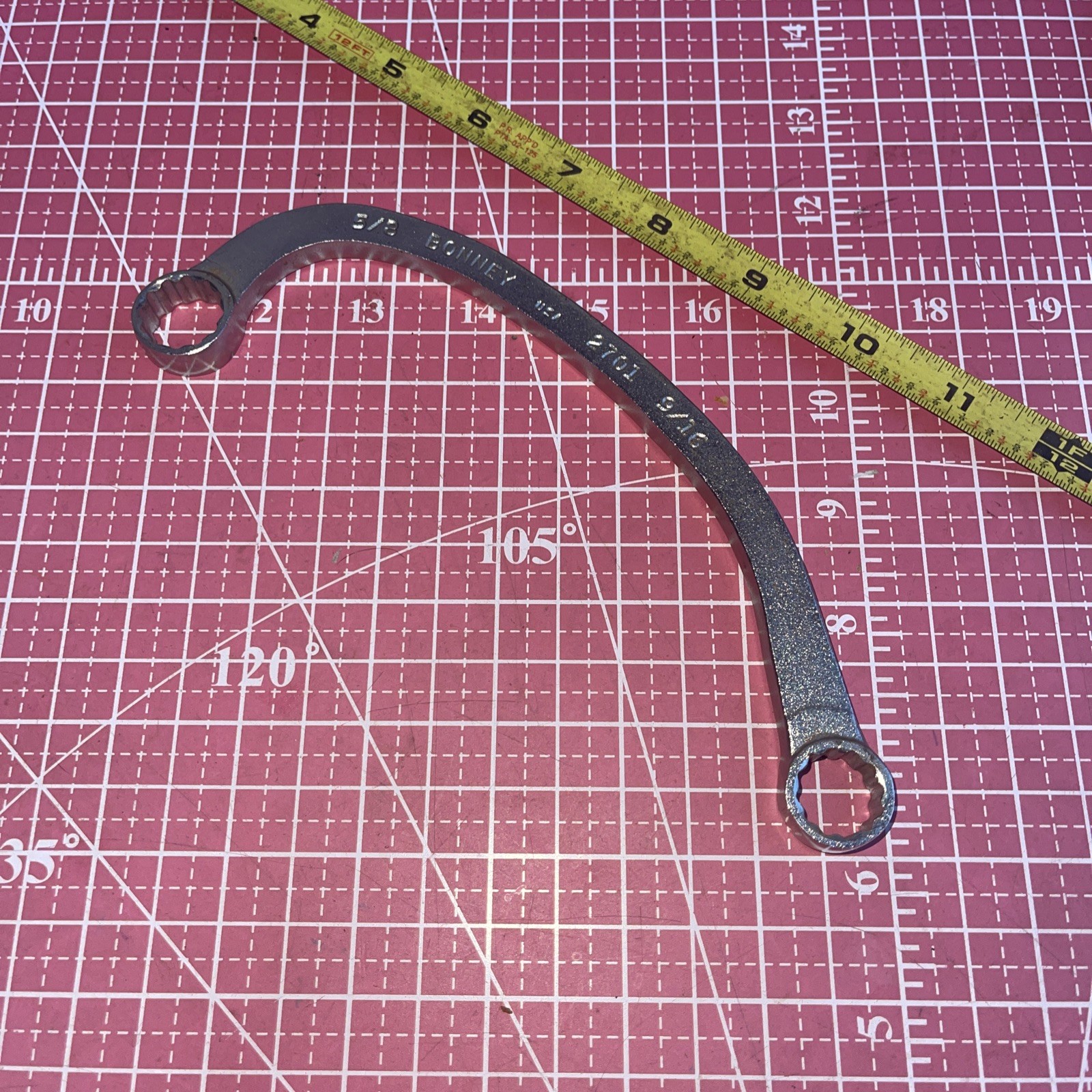 NOS Bonney USA 2701 5/8 In X 9/16 In SAE Obstruction 12 Point Wrench Banana Dist