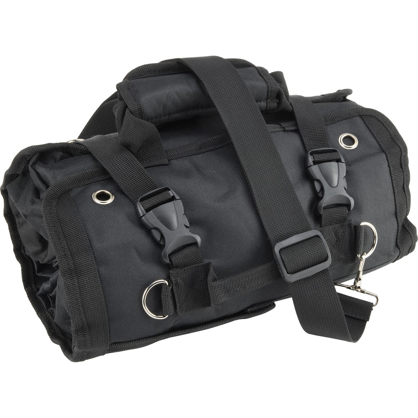 Black Canvas Roll Up Tool Bag Organizer With Zipper Pockets