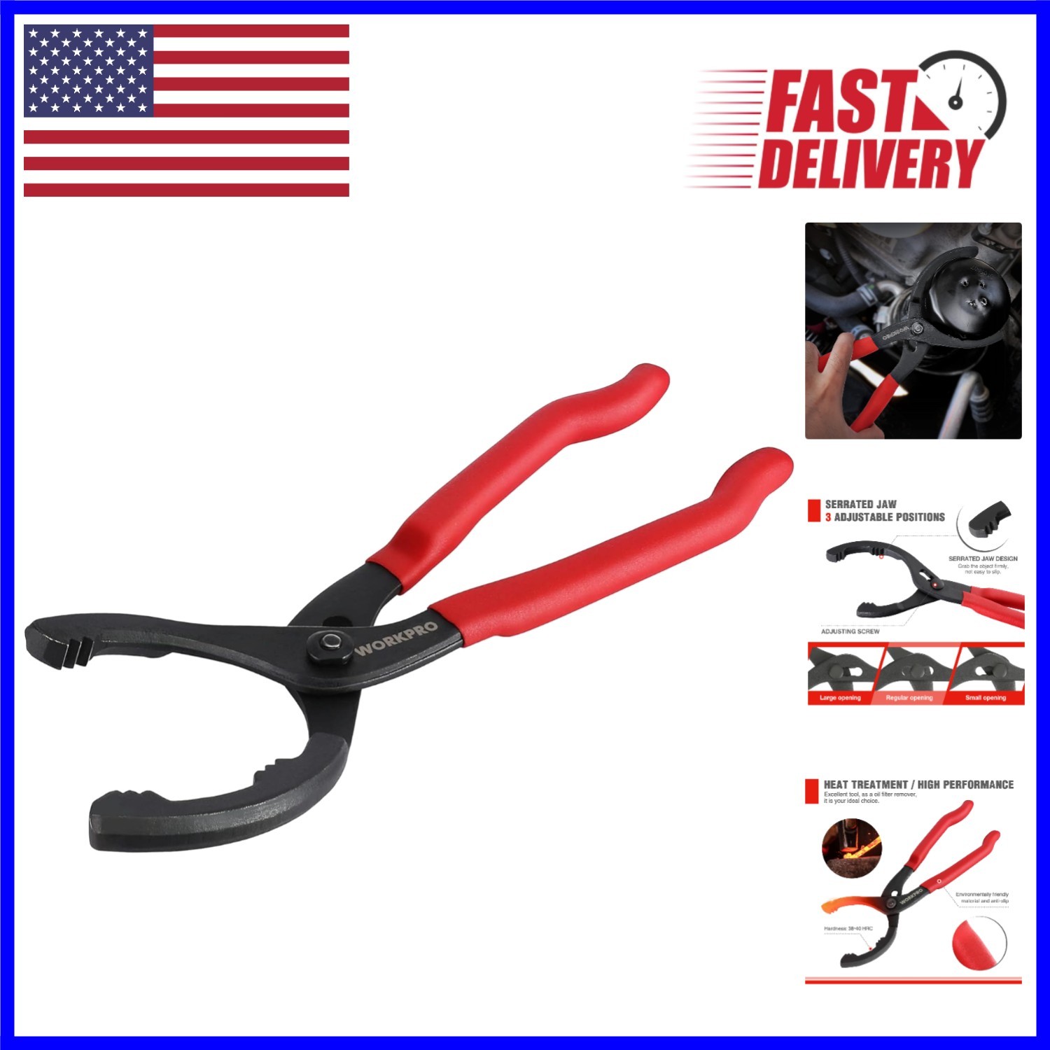 Mechanically Designed 12″ Oil Filter Pliers – Fits 2-3/8 to 4-1/2″ Filters