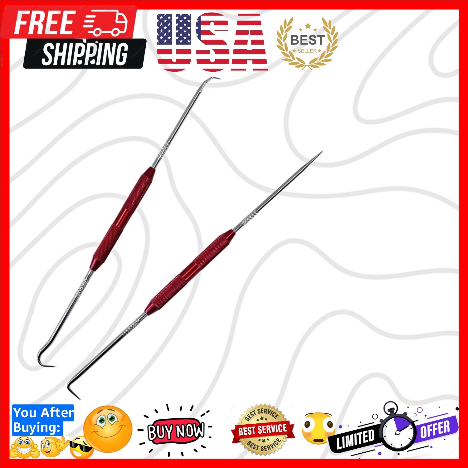 Hook and Pick Set of 2 – Precision Automotive Pick Set, Car Auto Oil Seal, O-…