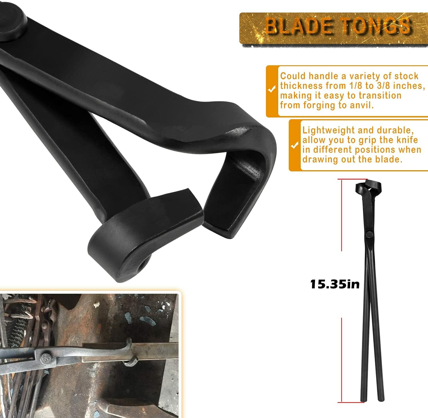 Knife Making Tongs Blacksmith Bladesmith Tong Set Vise Anvil Forge Tools-5PCS