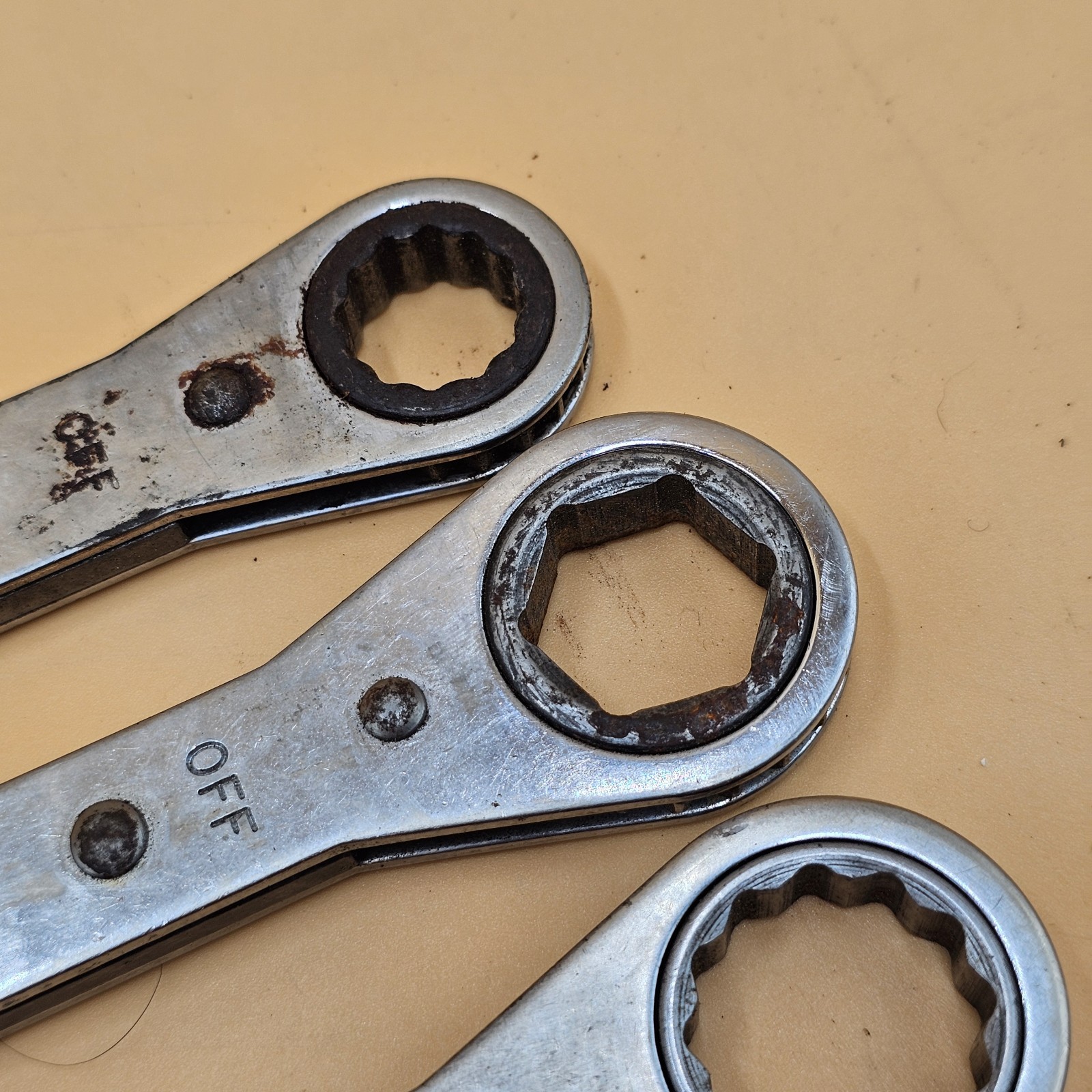 Vintage Snap On Ratcheting Wrench Set Of 3 R1820, R2426S, R-2428