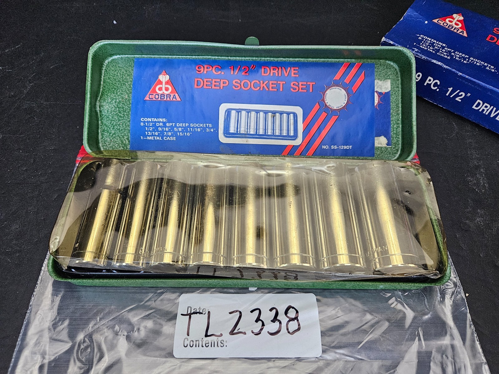 COBRA TOOLS #SS-129DT 9 PC DEEP SOCKET SET 1/2″ DRIVE 6 PT 1/2″-15/16″ W/CASE