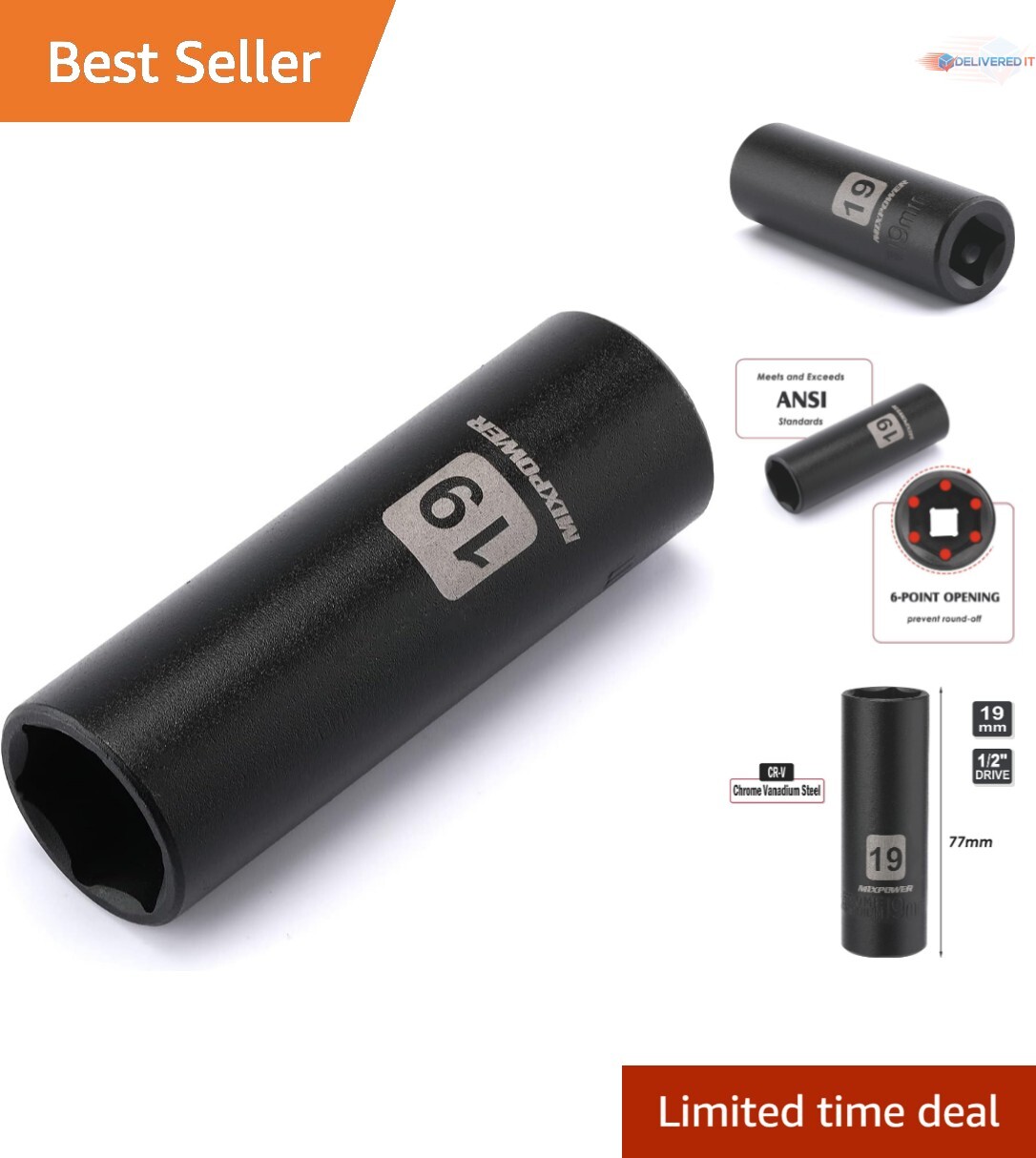 19mm Corrosion-Resistant 6-Point Impact Socket – Professional Quality Guarantee