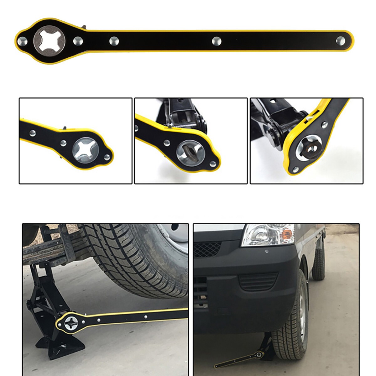 Car Scrissor Jack Ratchet Wrench Garage Tire Wheel Lug Repair Tool Labor-Saving