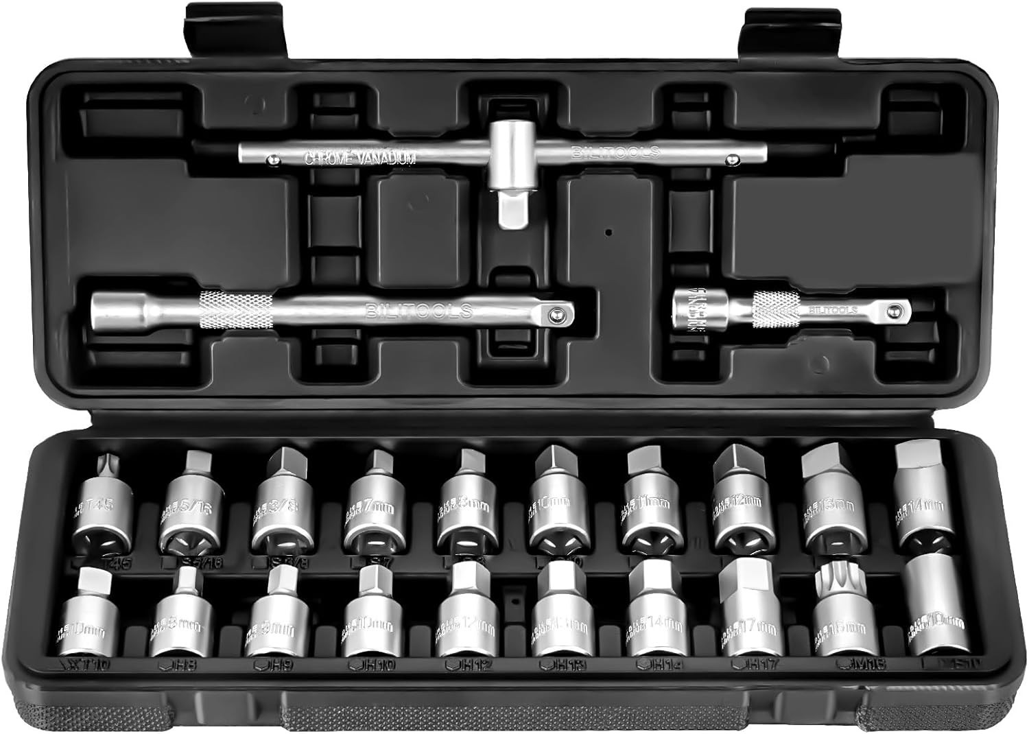 23-Piece Drain Plug Socket Set – 3/8″ Drive for Engine & Gearbox Maintenance