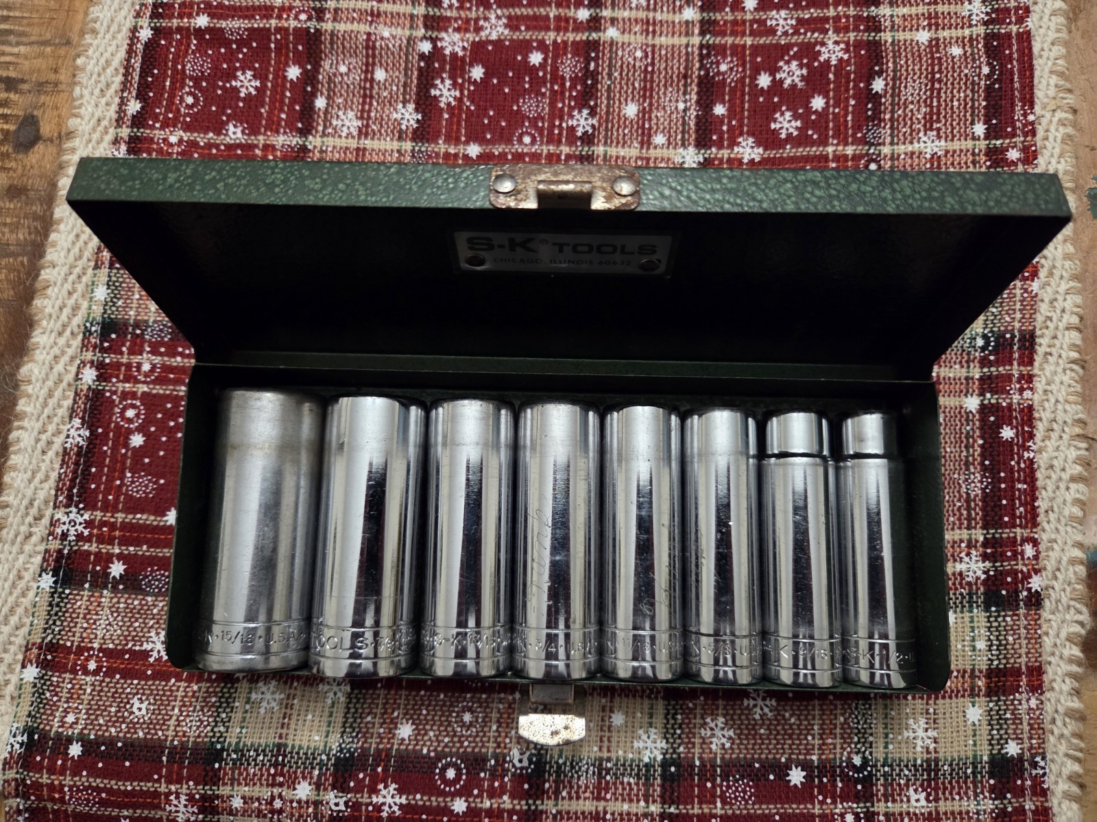 Vintage SK Tools, 8 Piece STANDARD 1/2″, 12 POINT Socket Set, See Description.