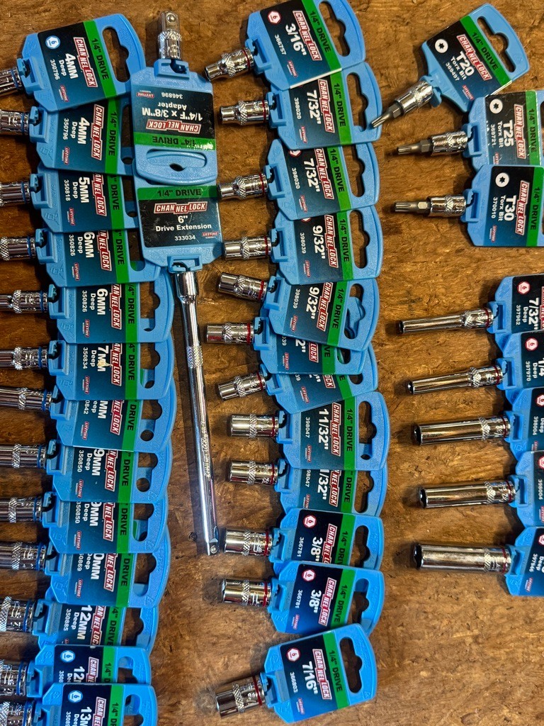 Channellock 1/4″ & 3/8″ Socket Lot 50+ Pieces New- Metric, SAE, Torx, Hex