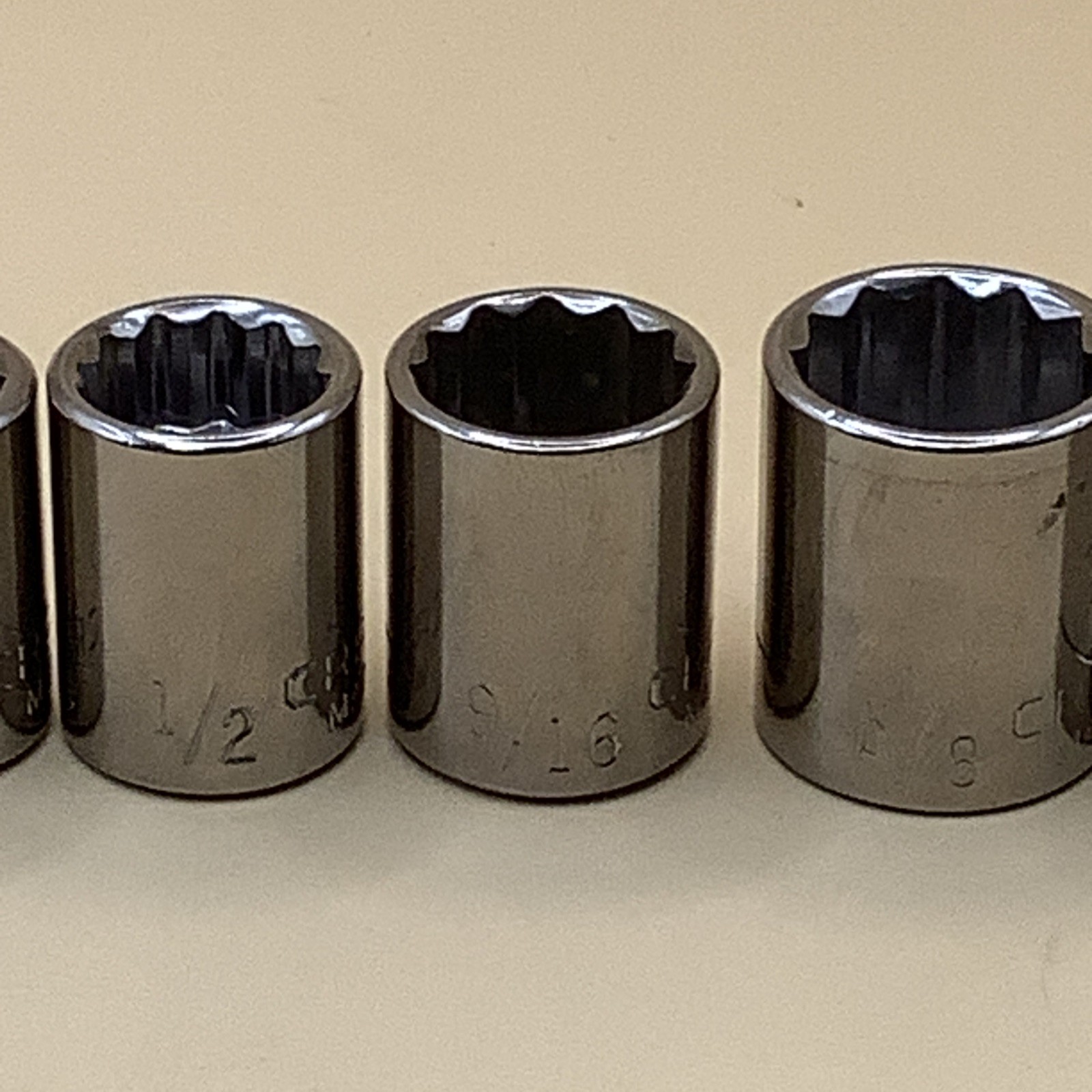 7 Vtg Craftsman 12 Point G2 Sockets 1/4” To 3/4” 3/8” Drive USA Nice Sockets